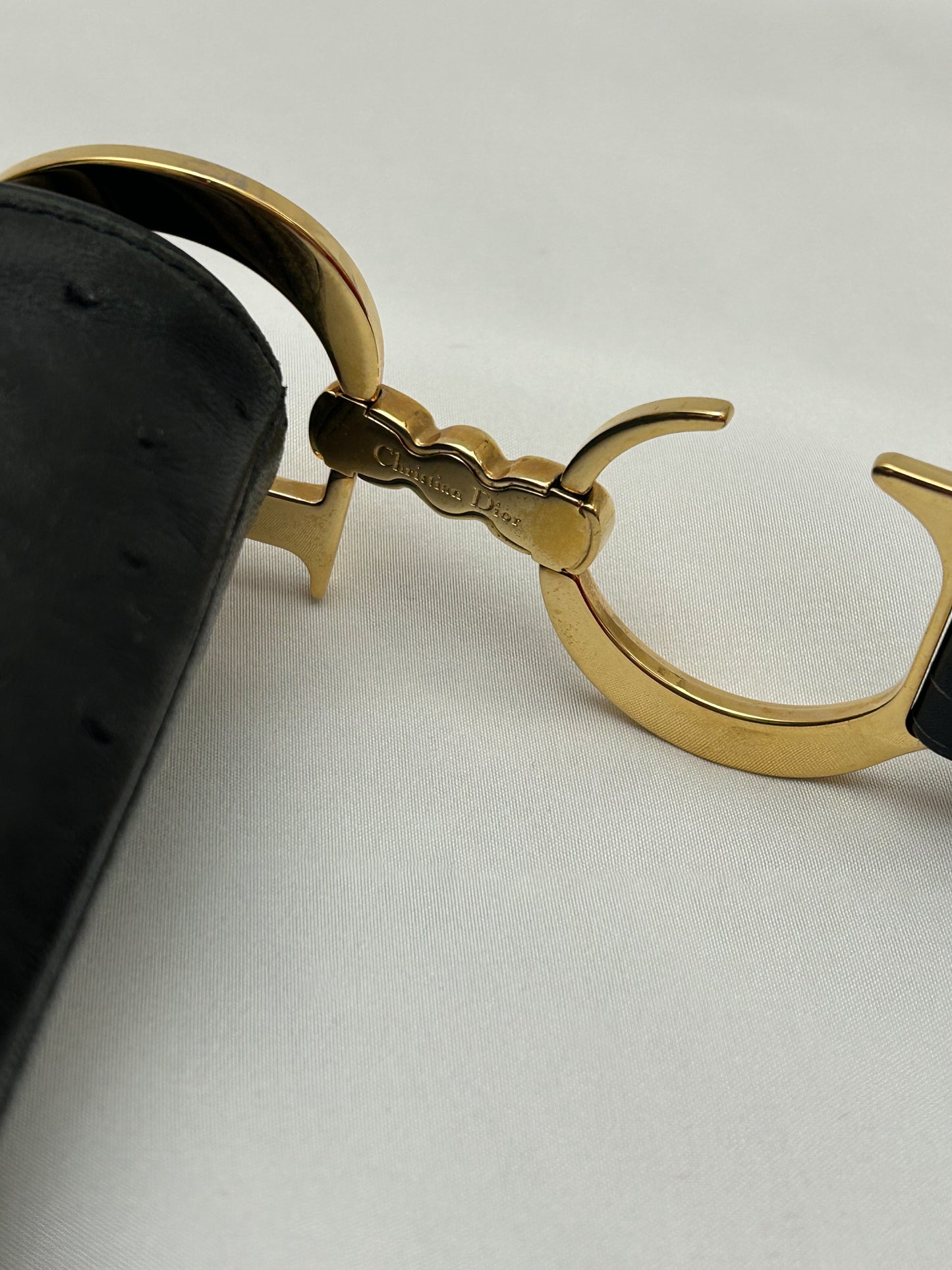 Dior Black Ostrich Leather Saddle Bag