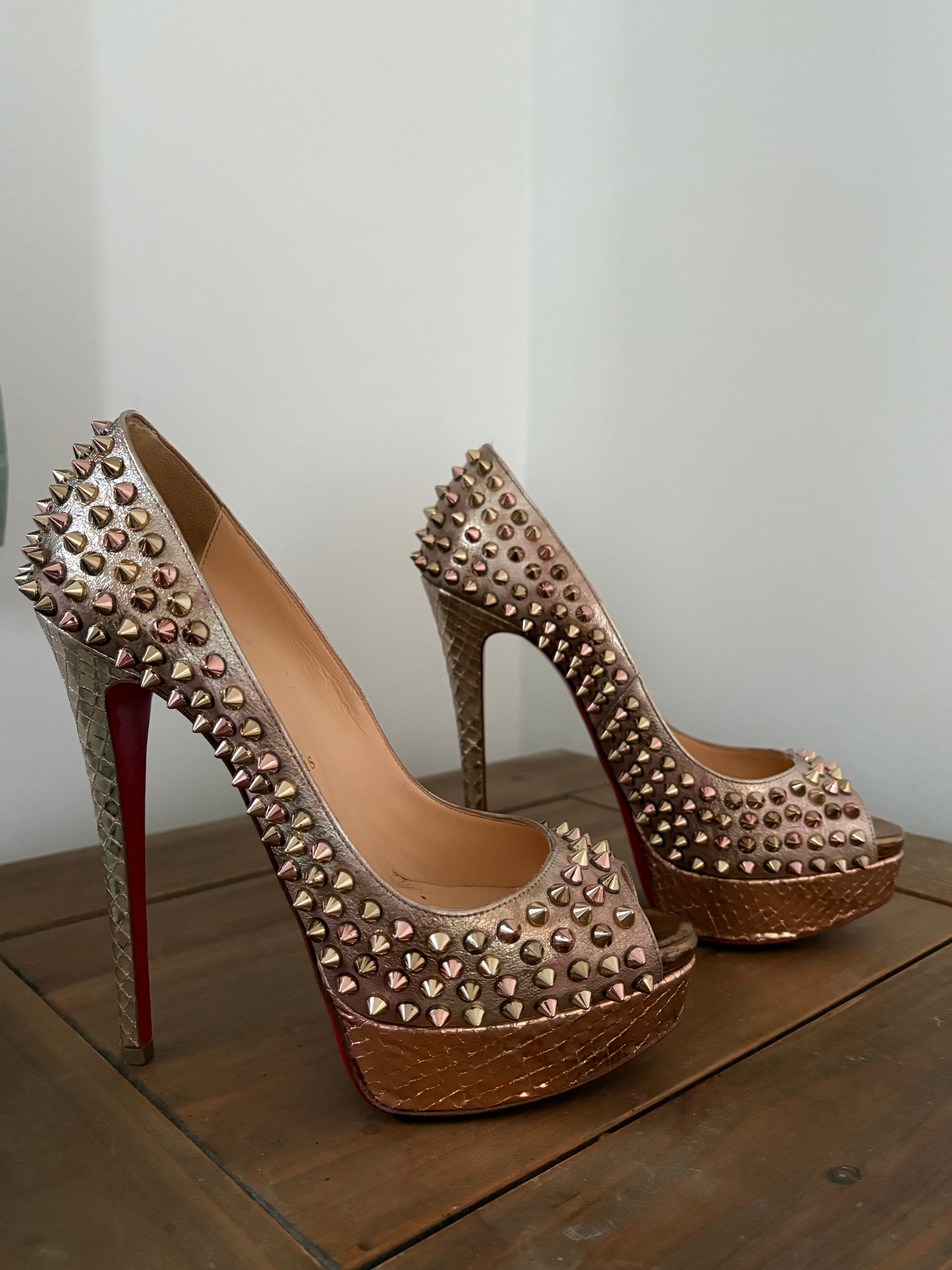 Christian Louboutin Gold Studded Heels