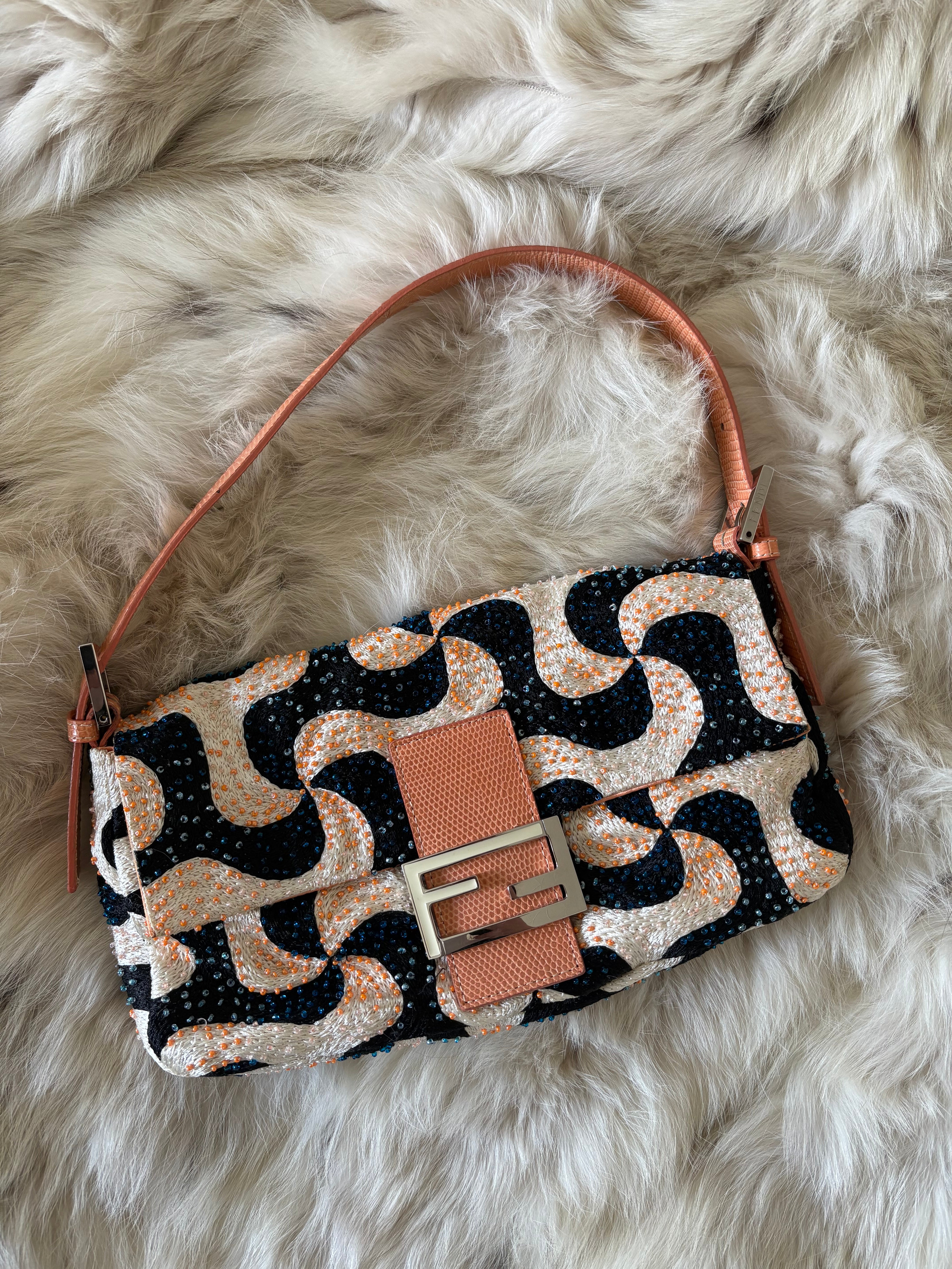 Fendi Baguette Embellished Swirl Pattern