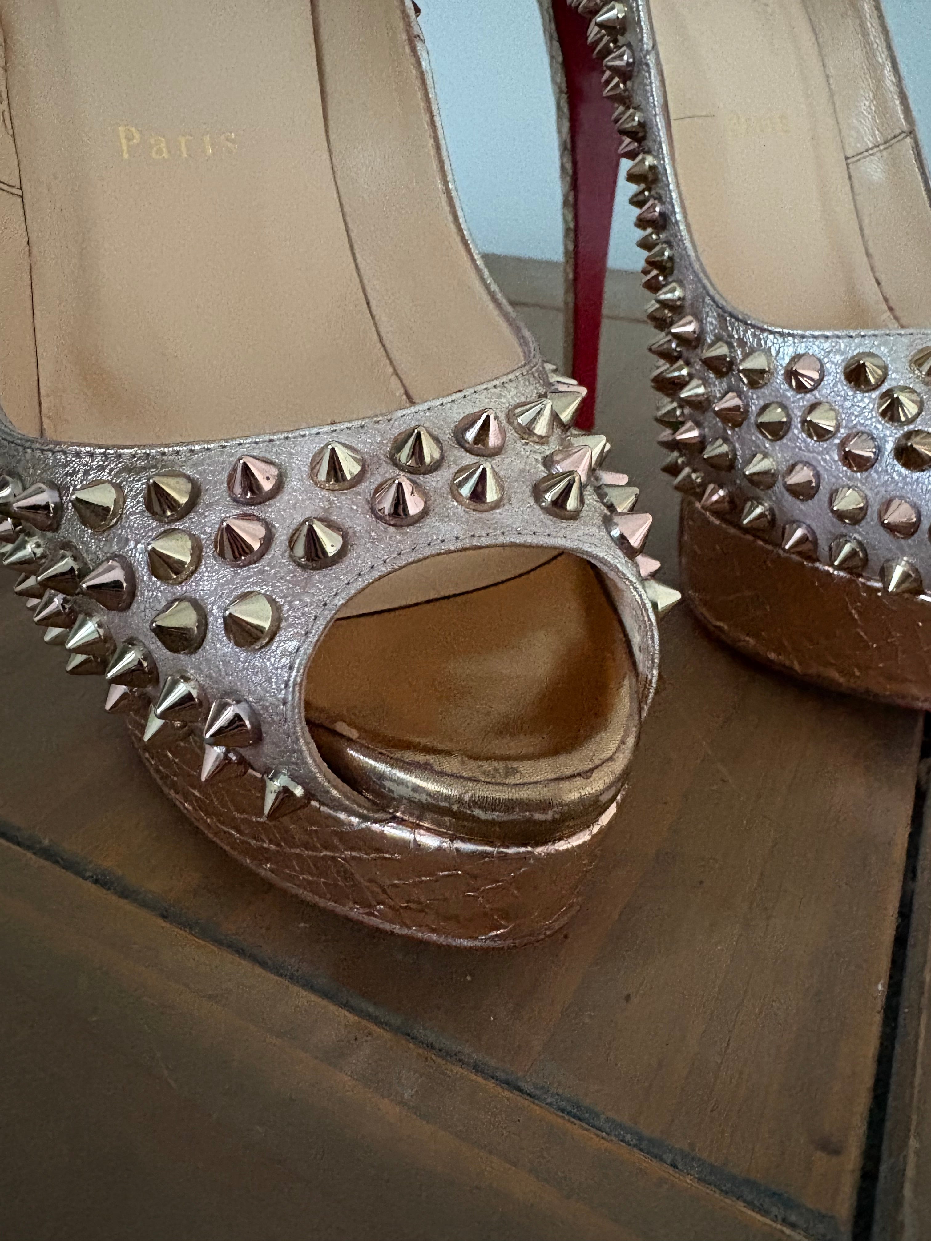 Christian Louboutin Gold Studded Heels