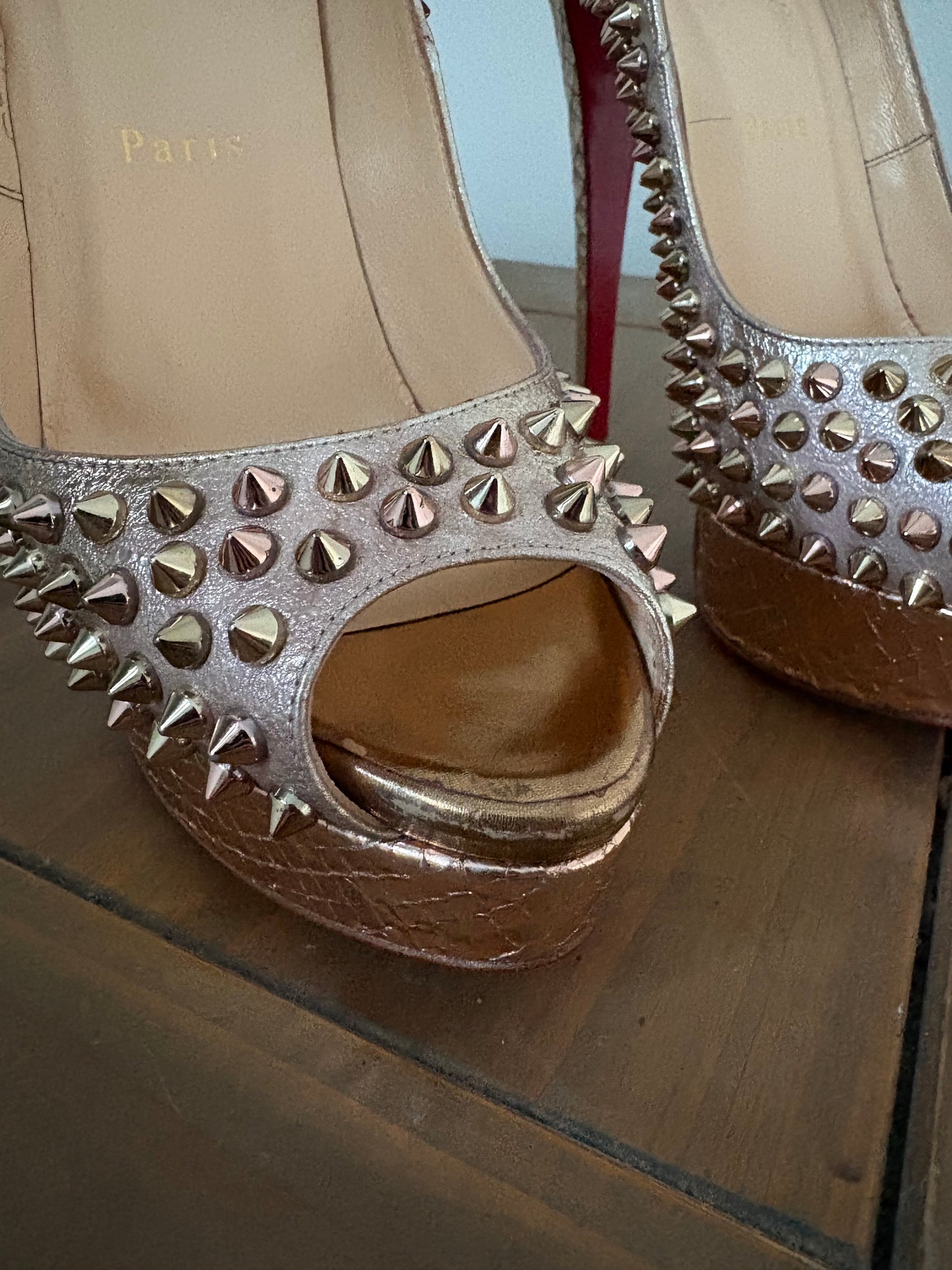 Christian Louboutin Gold Studded Heels