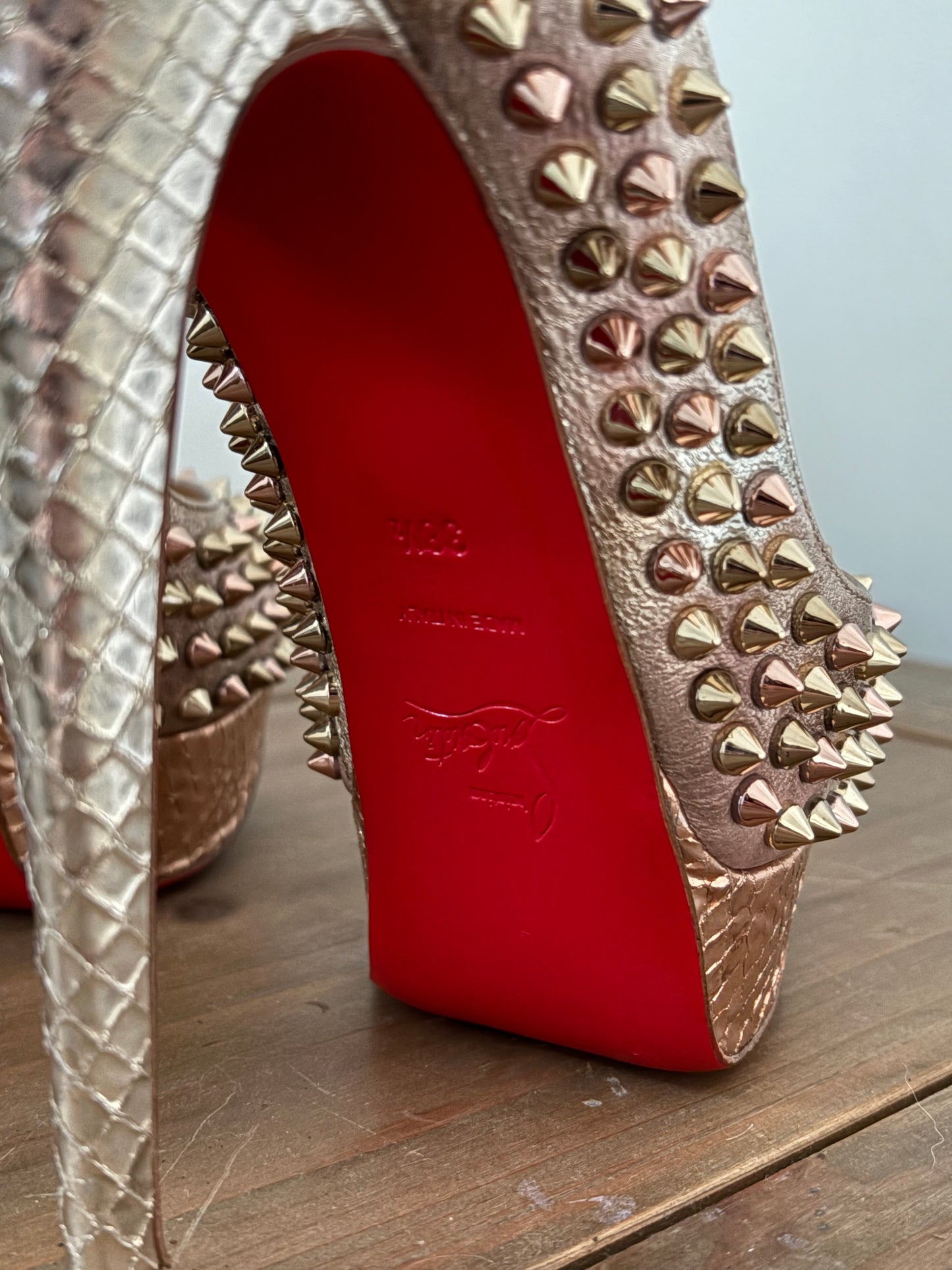 Christian Louboutin Gold Studded Heels