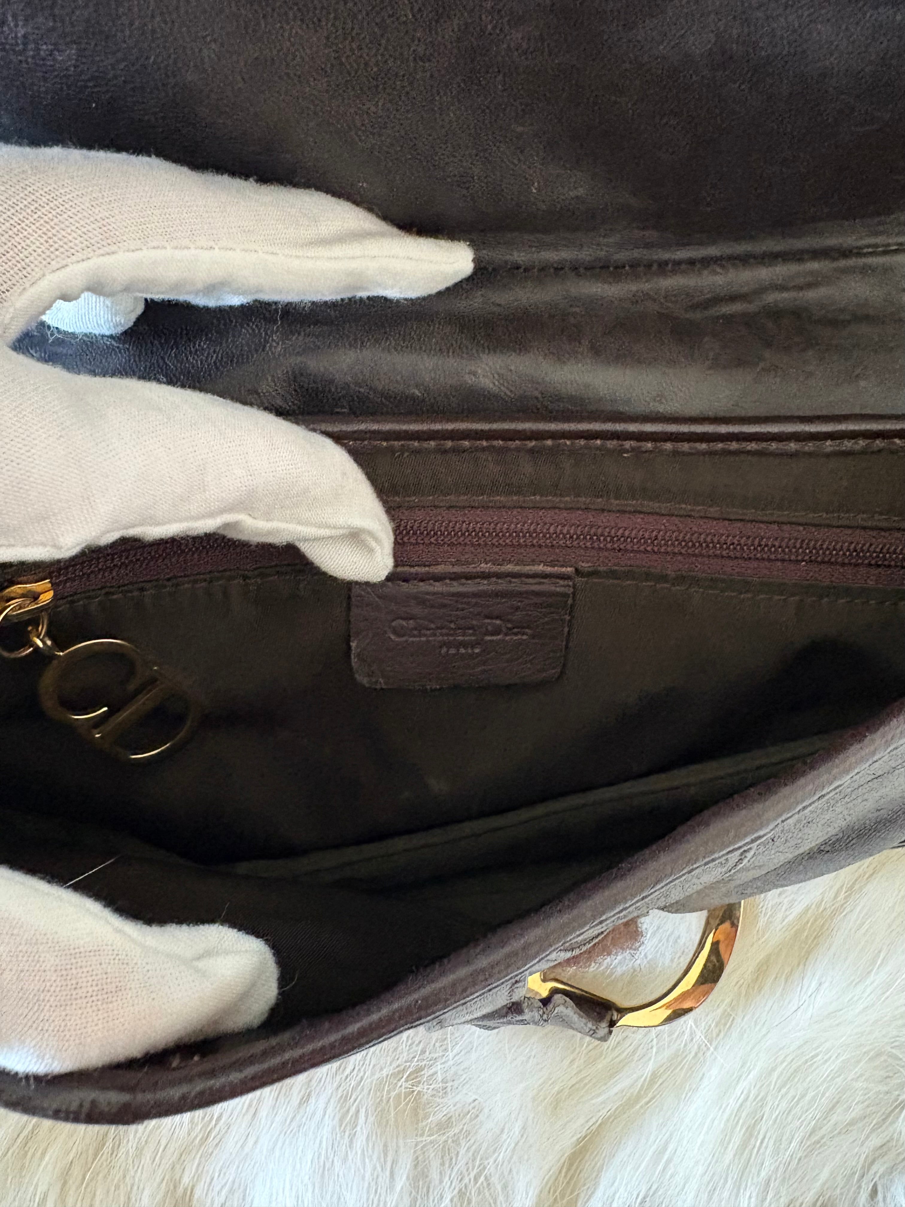 Dior Brown Ostrich Leather Saddle Bag