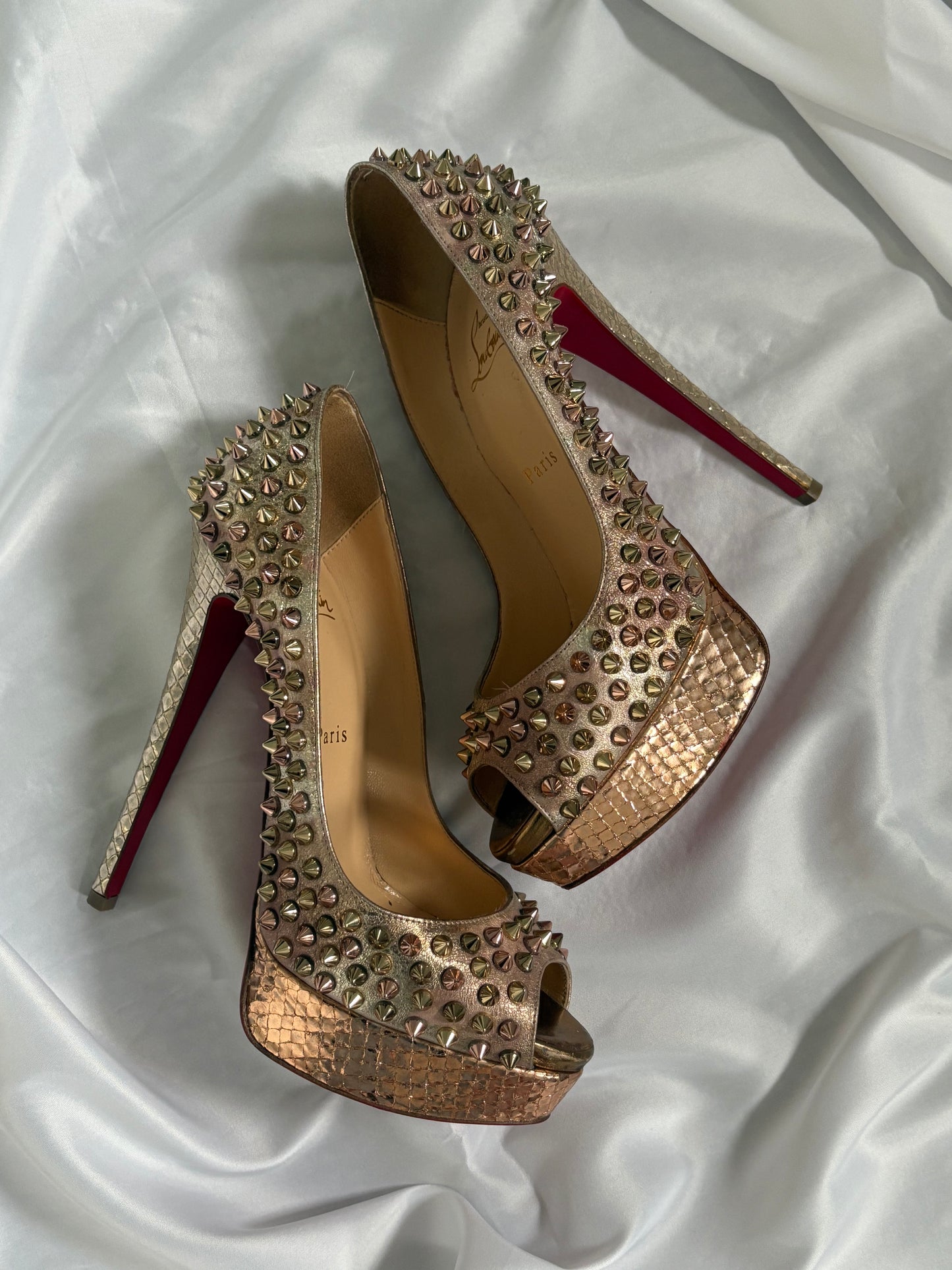 Christian Louboutin Gold Studded Heels