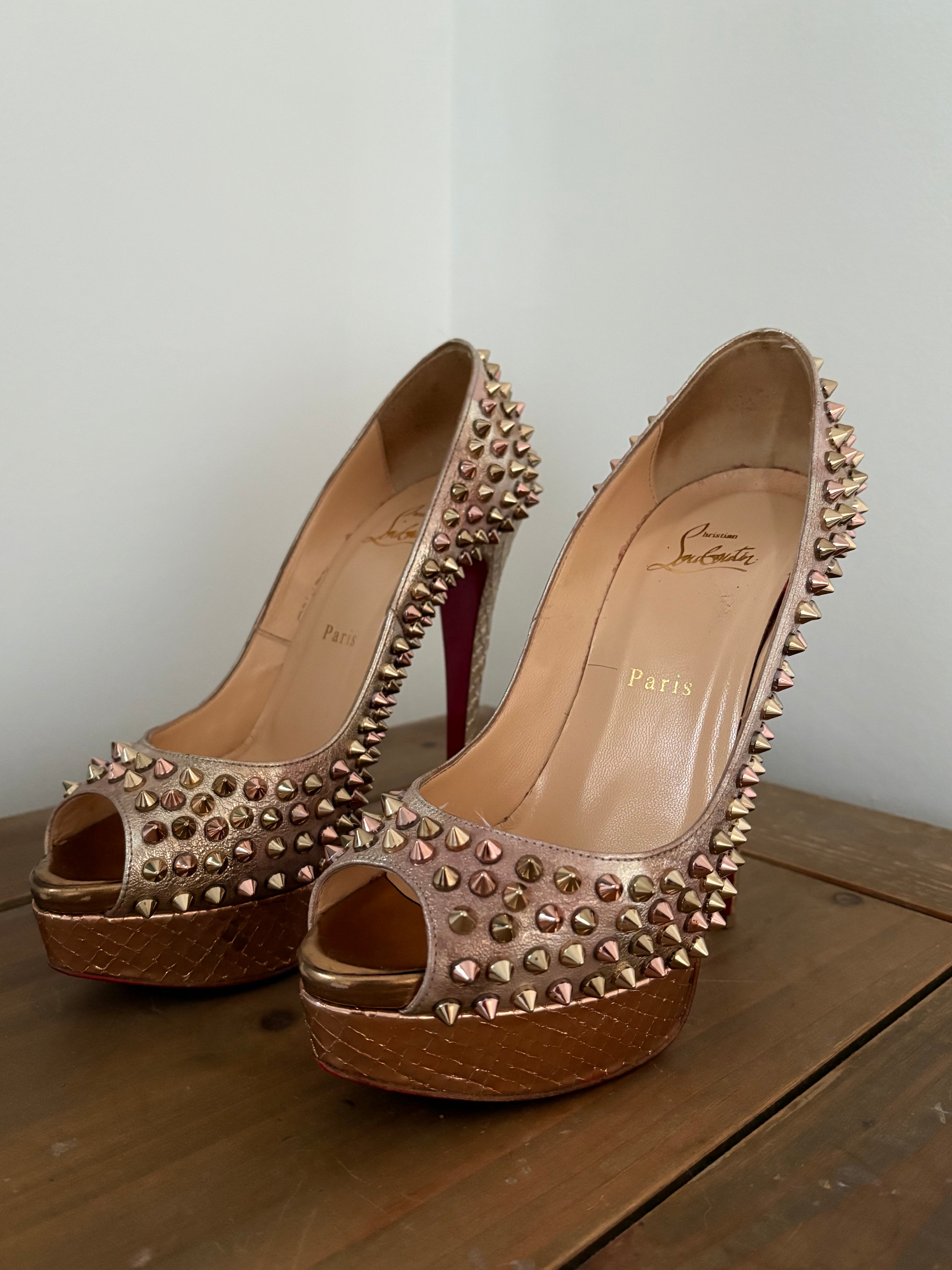 Christian Louboutin Gold Studded Heels