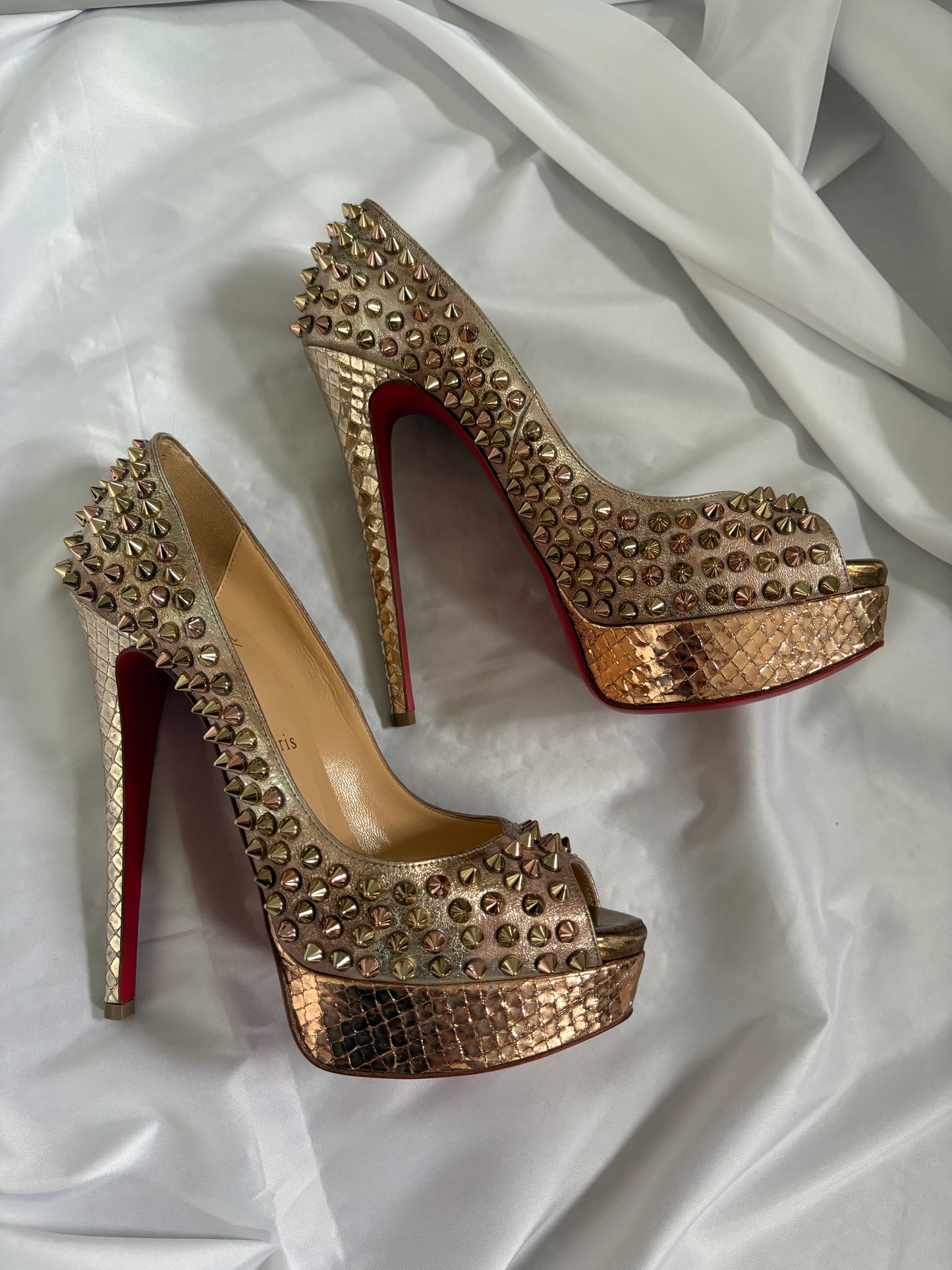 Christian Louboutin Gold Studded Heels