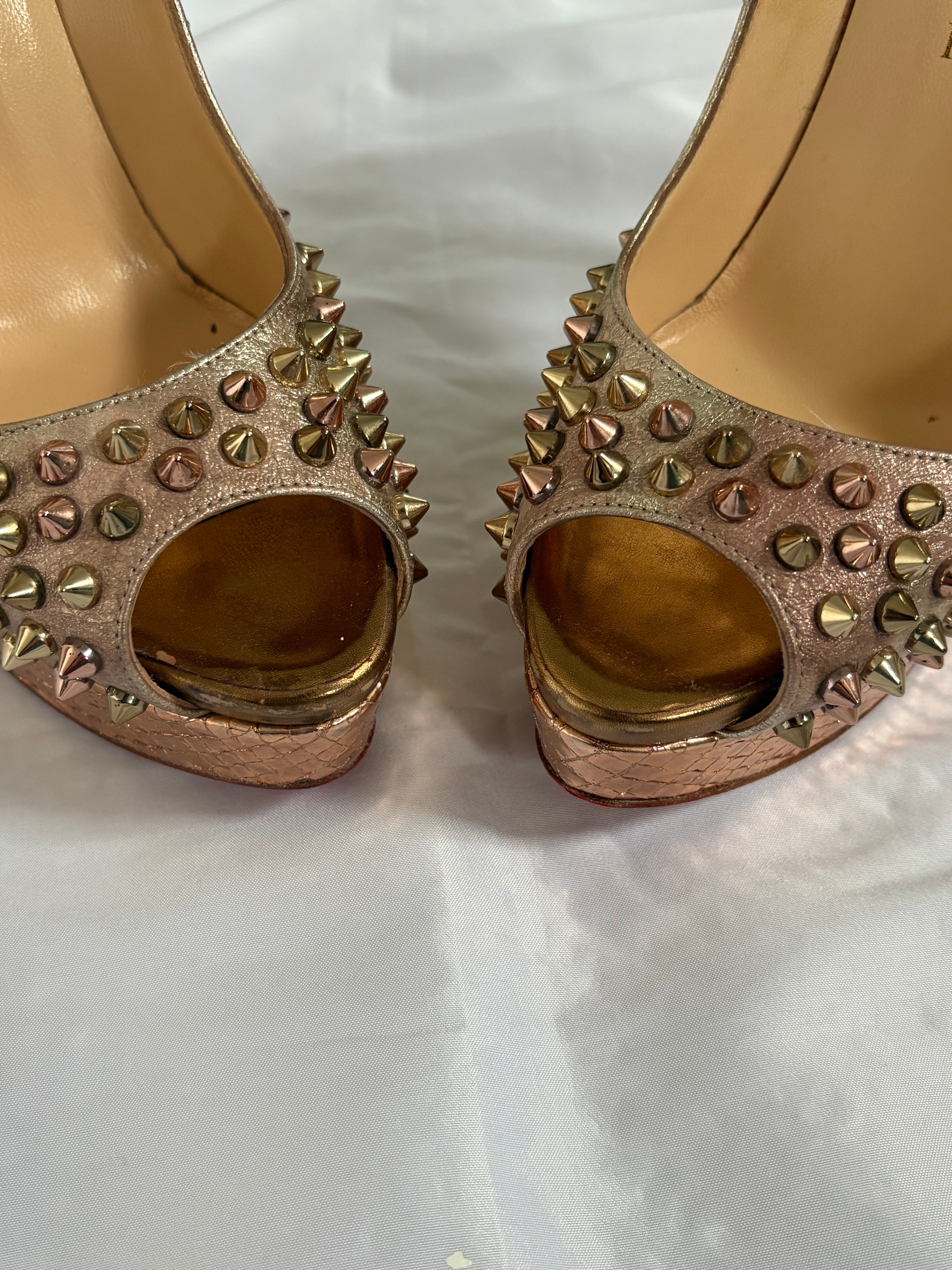 Christian Louboutin Gold Studded Heels