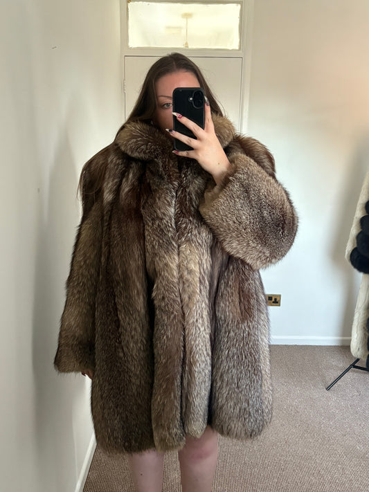 Vintage Brown Fox Fur Coat