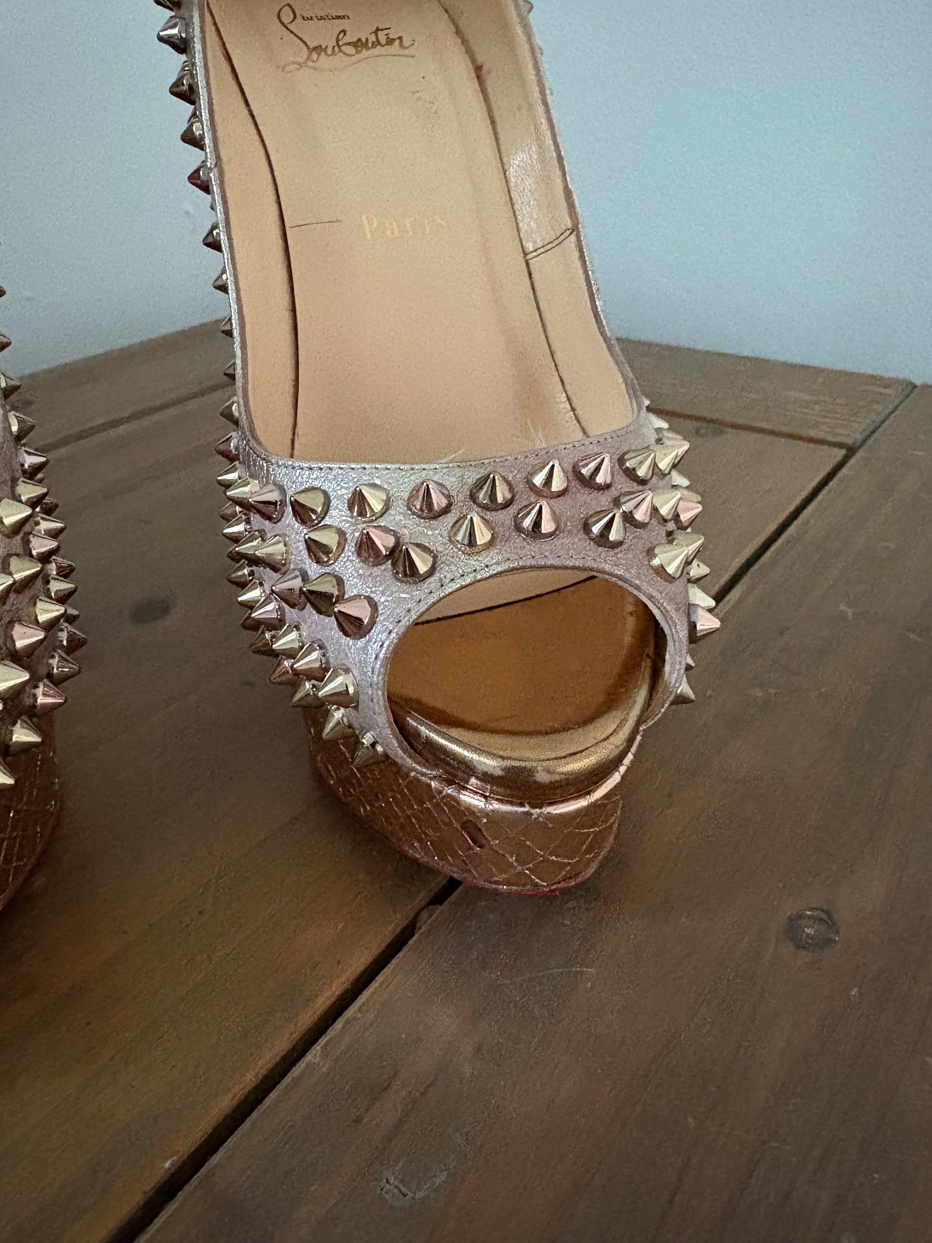 Christian Louboutin Gold Studded Heels