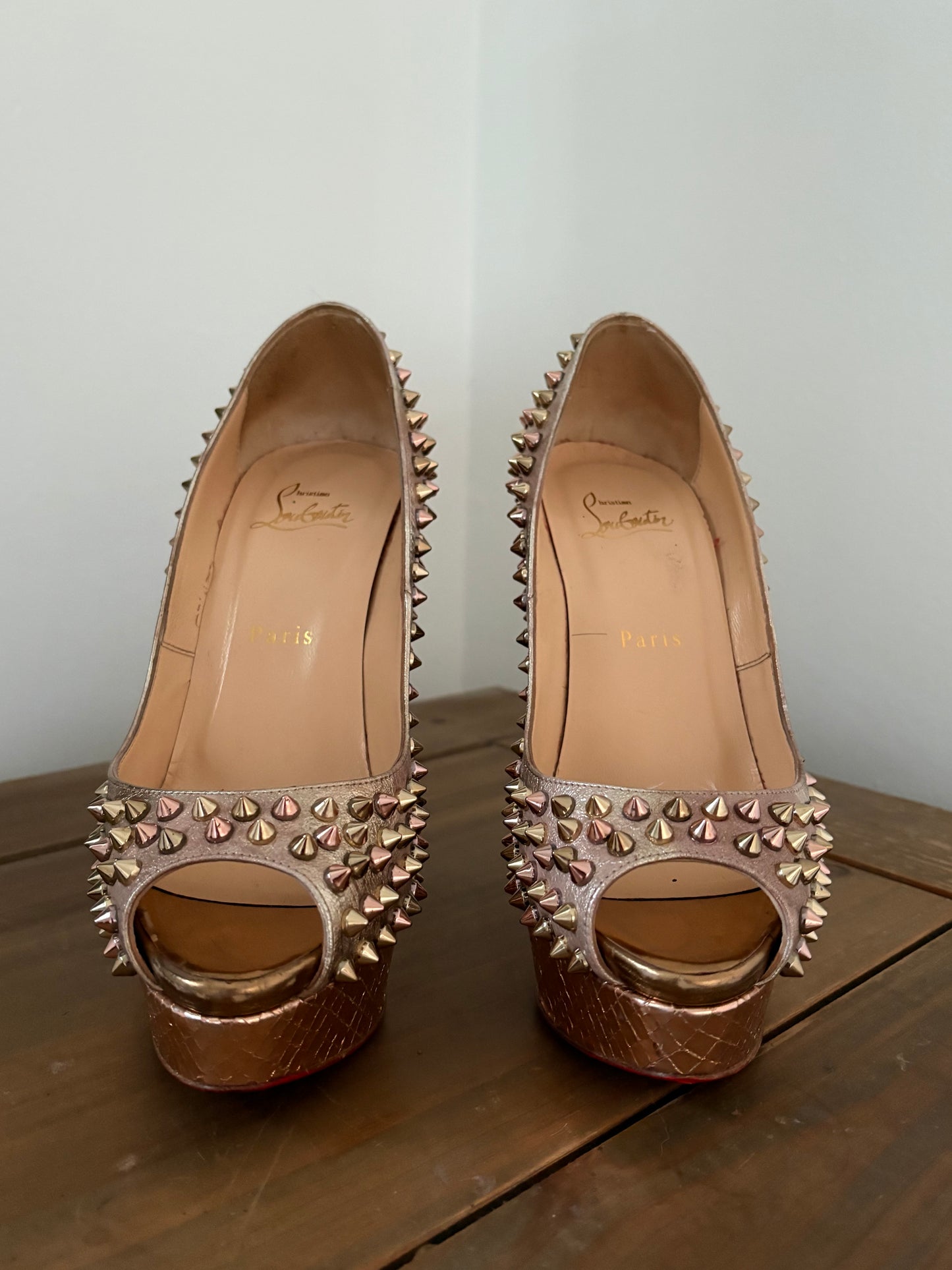 Christian Louboutin Gold Studded Heels