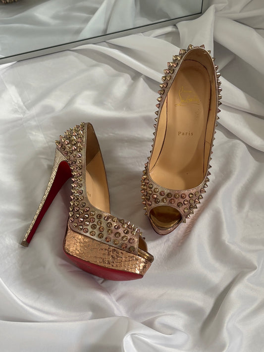Christian Louboutin Gold Studded Heels