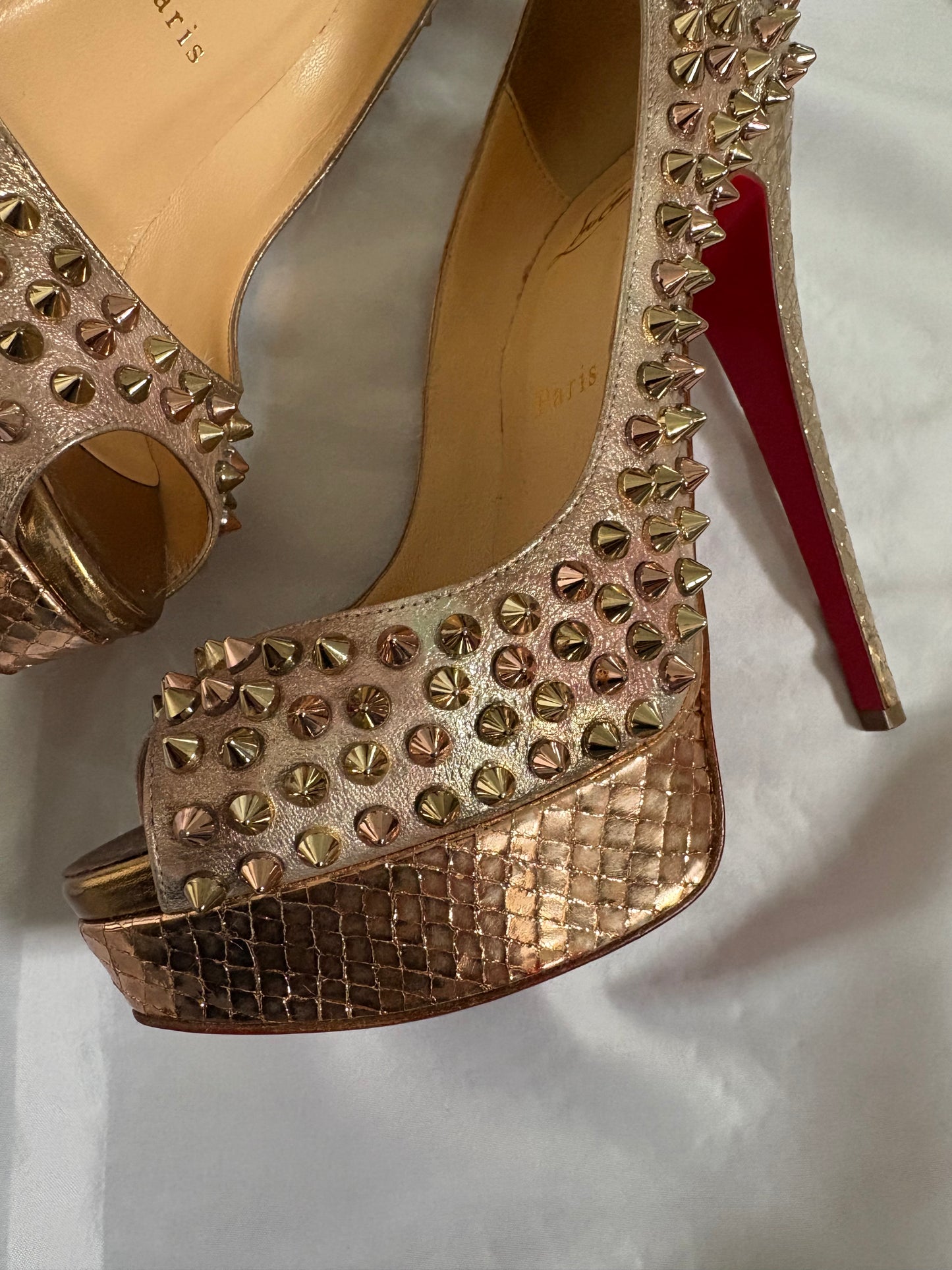 Christian Louboutin Gold Studded Heels